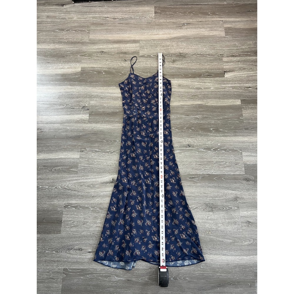 Vintage Ditsy Floral Slip Maxi Dress Sleeveless Blue Size S - Picture 4 of 5